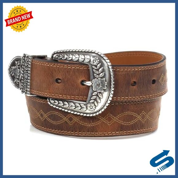 Full-Grain Leather Belt, Tapered Design, Removable Buckle, Western Style - Picture 7 of 8